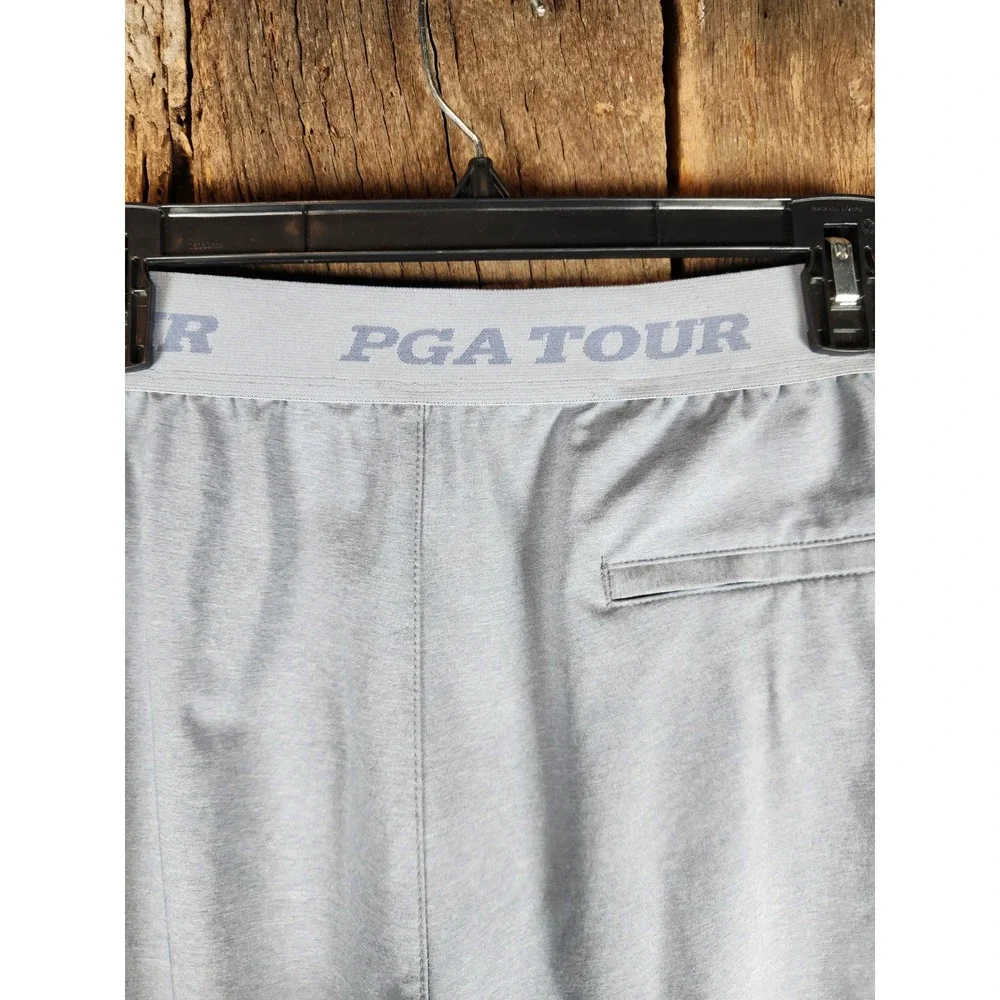 PGA Tour Mens Golf Shorts XL Gray Elastic Waist Drawstring Performance Active